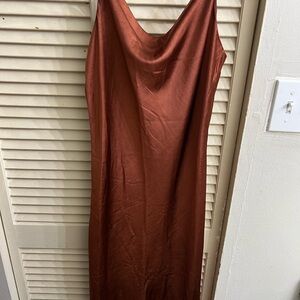 Elegant Brown Satin Dress
